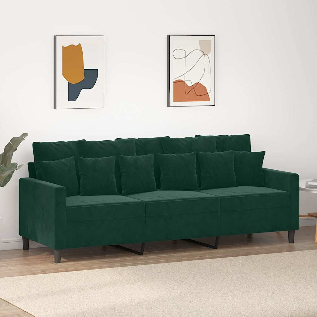 vidaXL 3-Sitzer-Sofa Dunkelgrün 180 cm Samt
