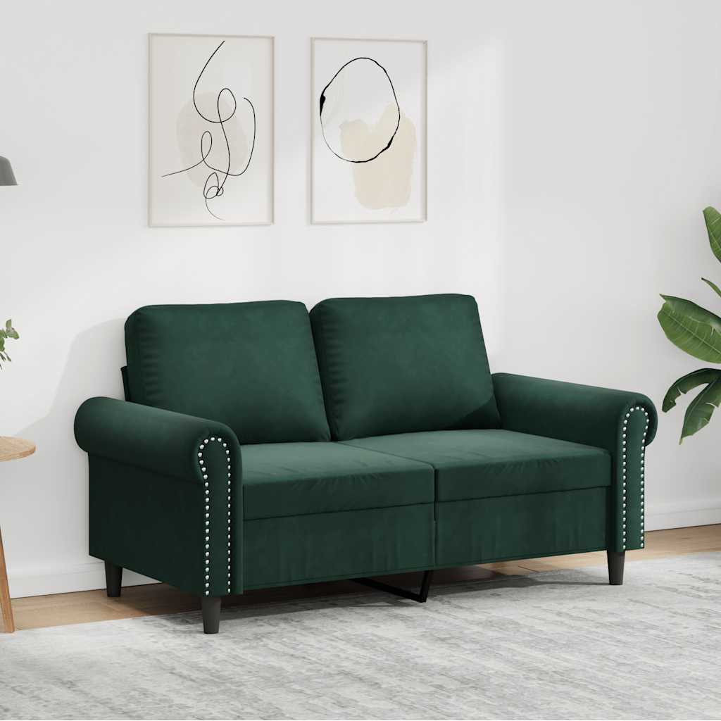 vidaXL 2-Sitzer-Sofa Dunkelgrün 120 cm Samt