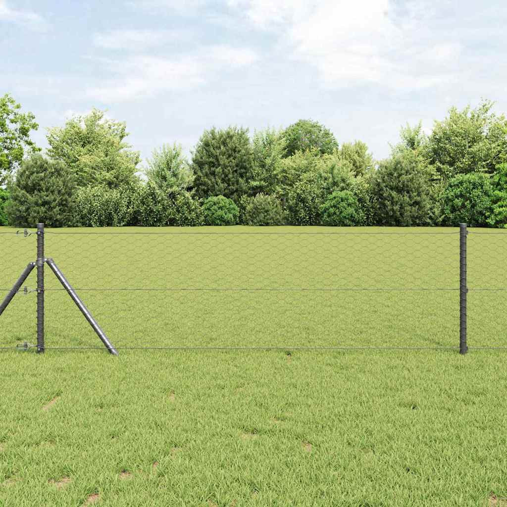 vidaXL Bodenmontierter Sechseckzaun 10 x 0,6 m PVC-beschichteter Stahl