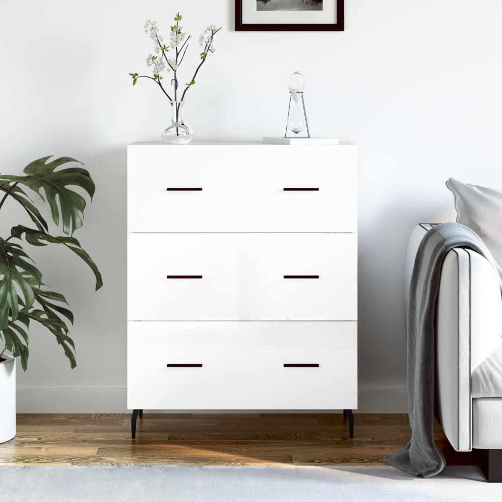 vidaXL Sideboard Hochglanz-Weiß 69,5x34x90 cm Holzwerkstoff
