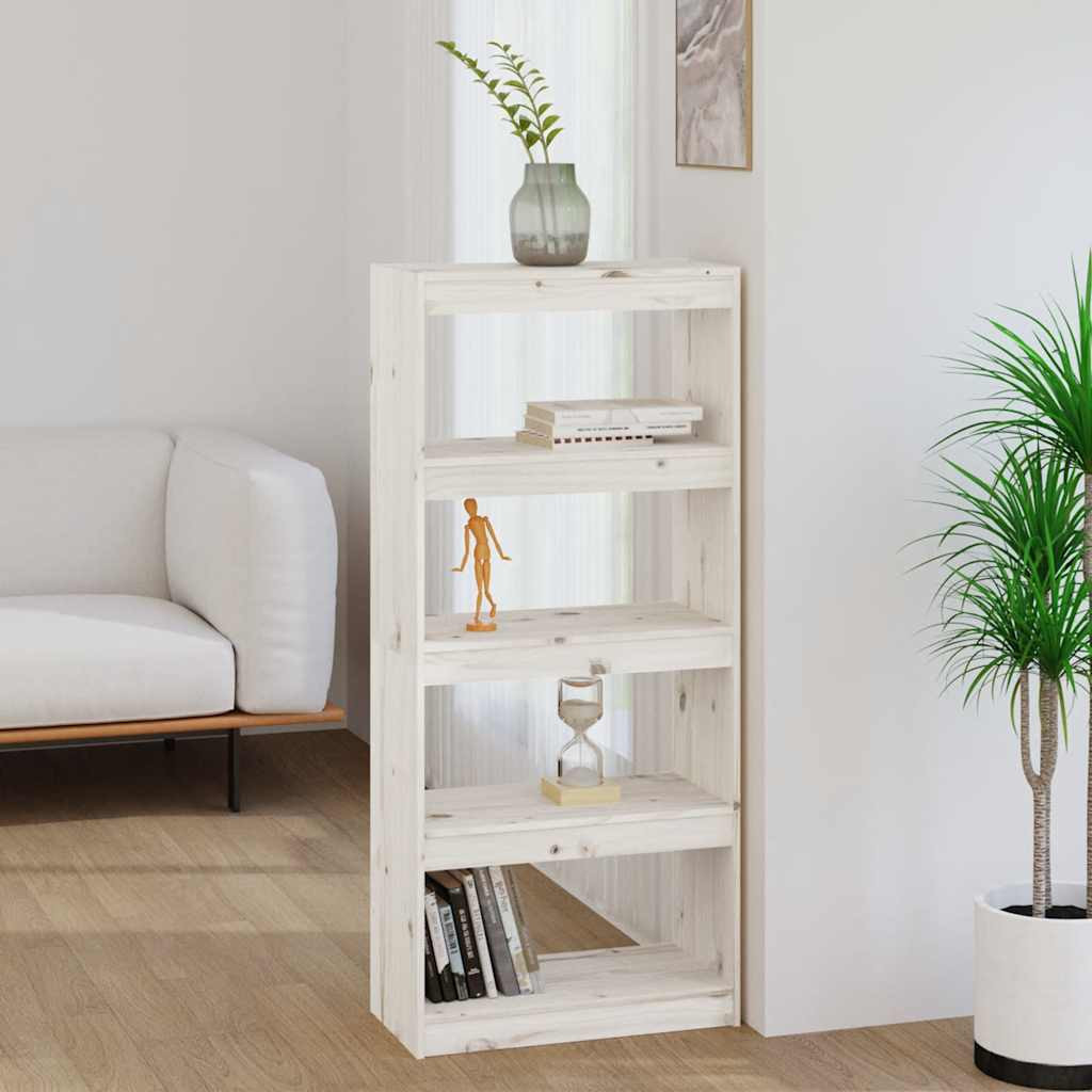 vidaXL Bücherregal/Raumteiler Weiß 60x30x135,5 cm Massivholz Kiefer