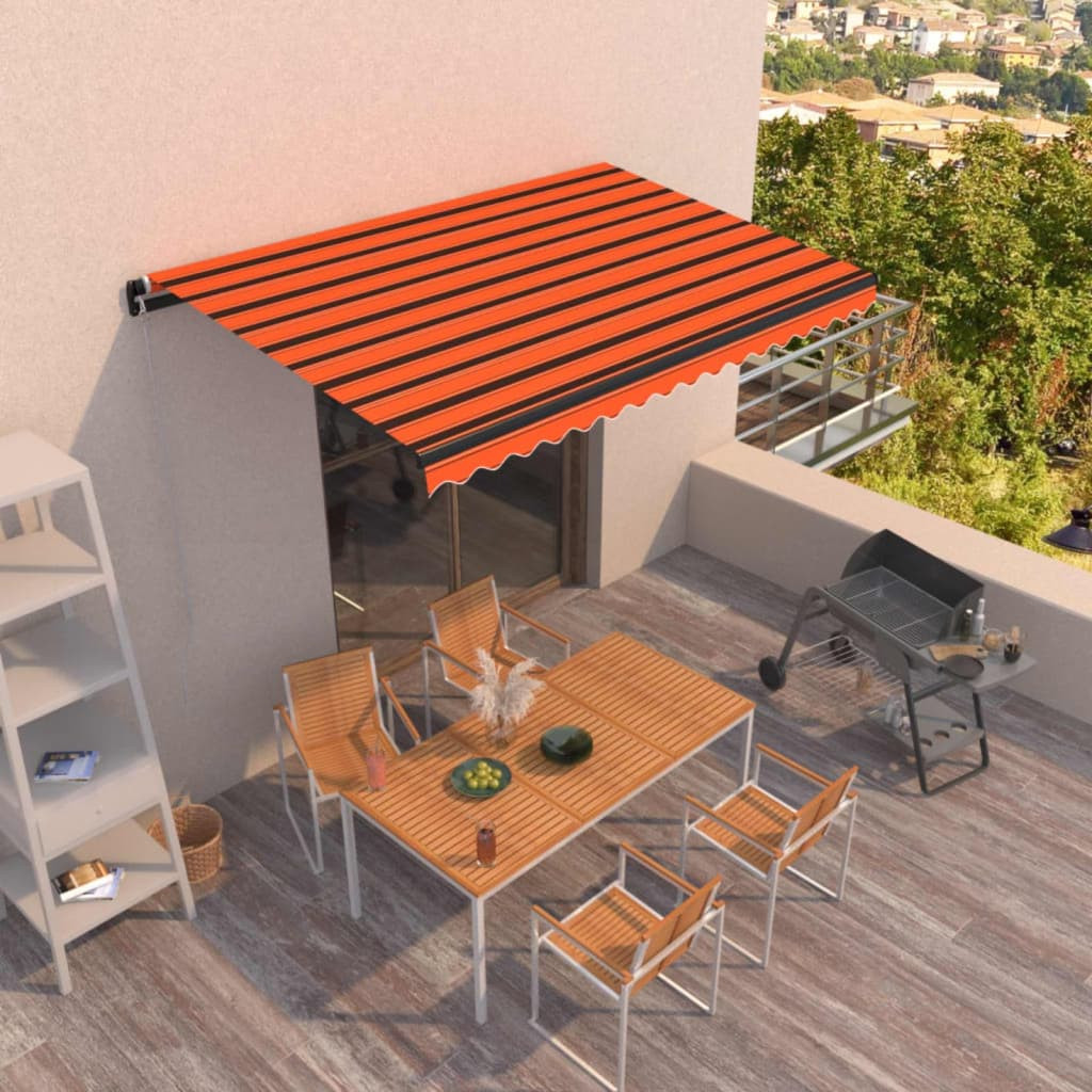 vidaXL Markise Manuell Einziehbar 400x350 cm Orange und Braun