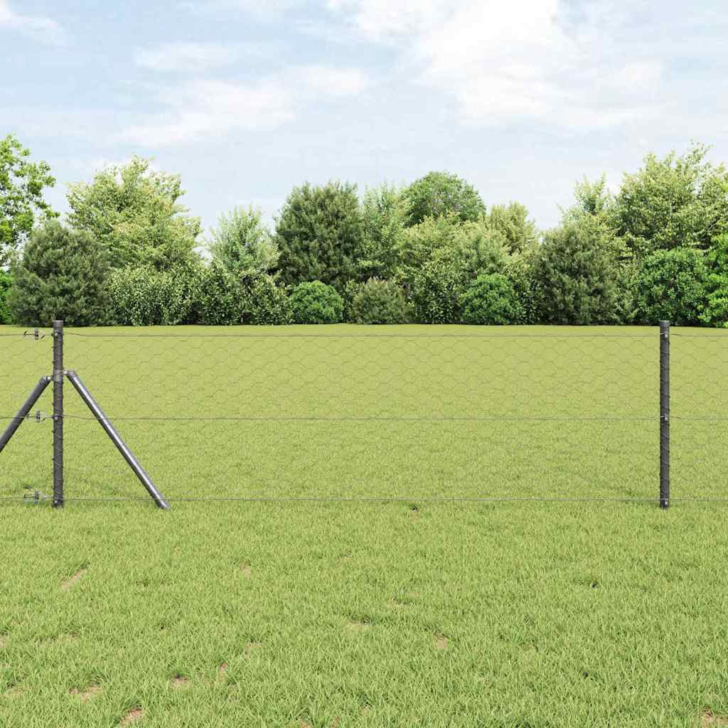 vidaXL Bodenmontierter Sechseckzaun 10 x 0,6 m PVC-beschichteter Stahl