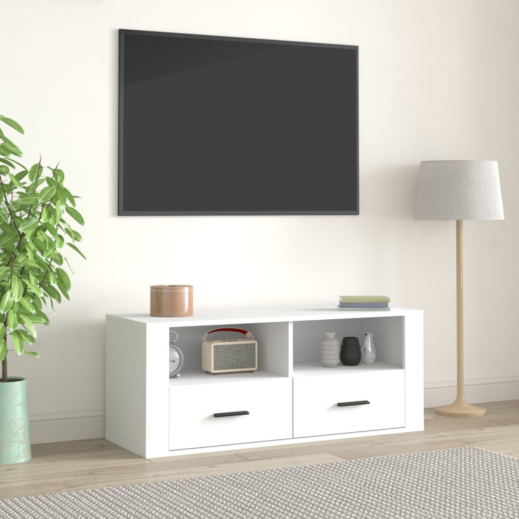vidaXL TV-Schrank Weiß 100x35x40 cm Holzwerkstoff