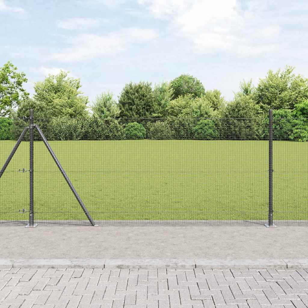 vidaXL Geschweißter Drahtzaun mit Betonsockel 10 x 1 m Grau Netz