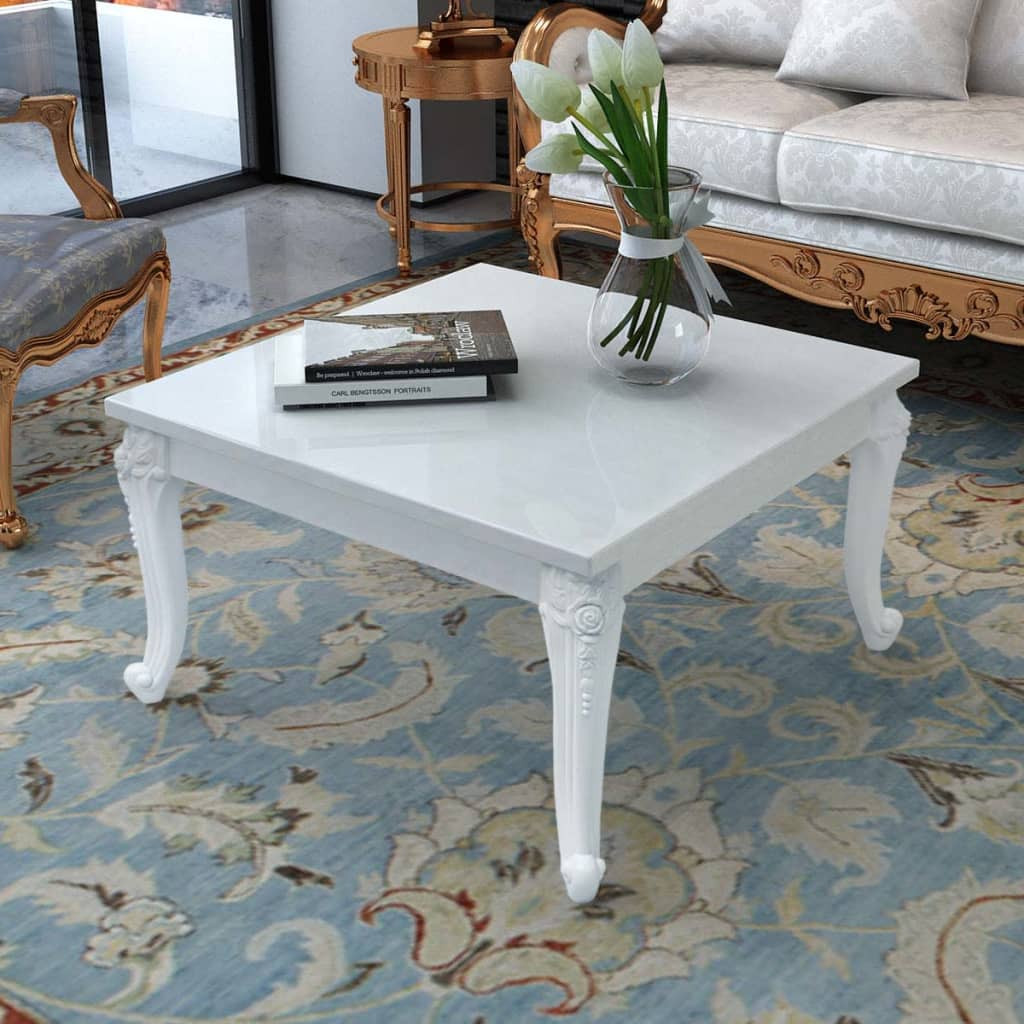 vidaXL Couchtisch 80x80x42 cm Hochglanz-Weiß