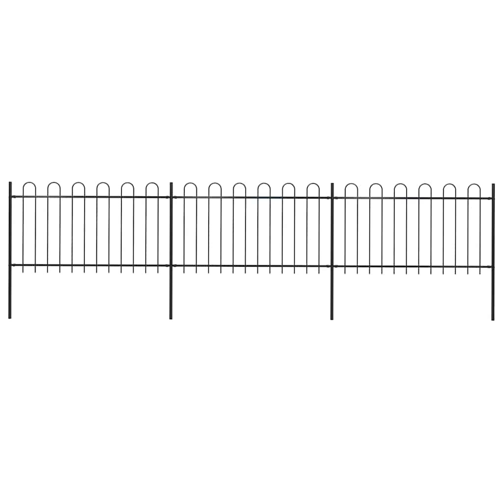 vidaXL Gartenzaun mit Rundbogen Stahl 504 x 100 cm Schwarz