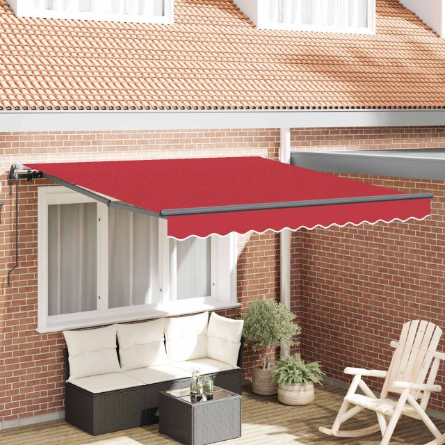 vidaXL Ausziehbare Markise Rot 350 x 250 cm Stoff und Aluminium
