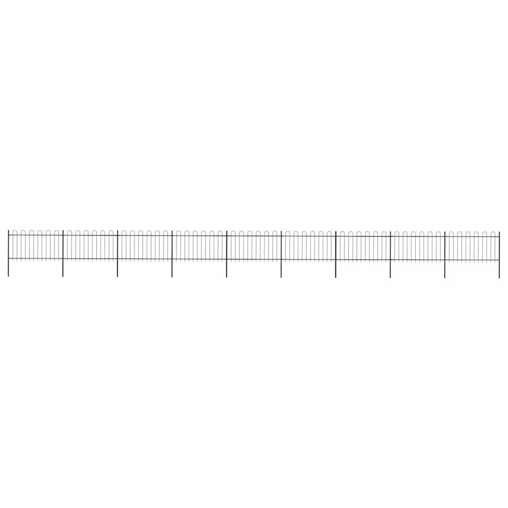 vidaXL Gartenzaun mit Rundbogen Stahl 1506 x 100 cm Schwarz
