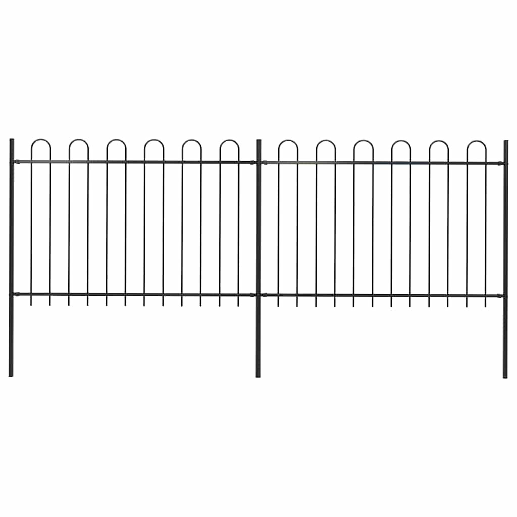 vidaXL Gartenzaun mit Rundbogen Stahl 337 x 120 cm Schwarz