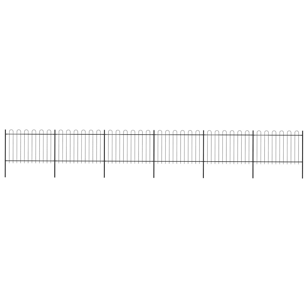 vidaXL Gartenzaun mit Rundbogen Stahl 1005 x 120 cm Schwarz