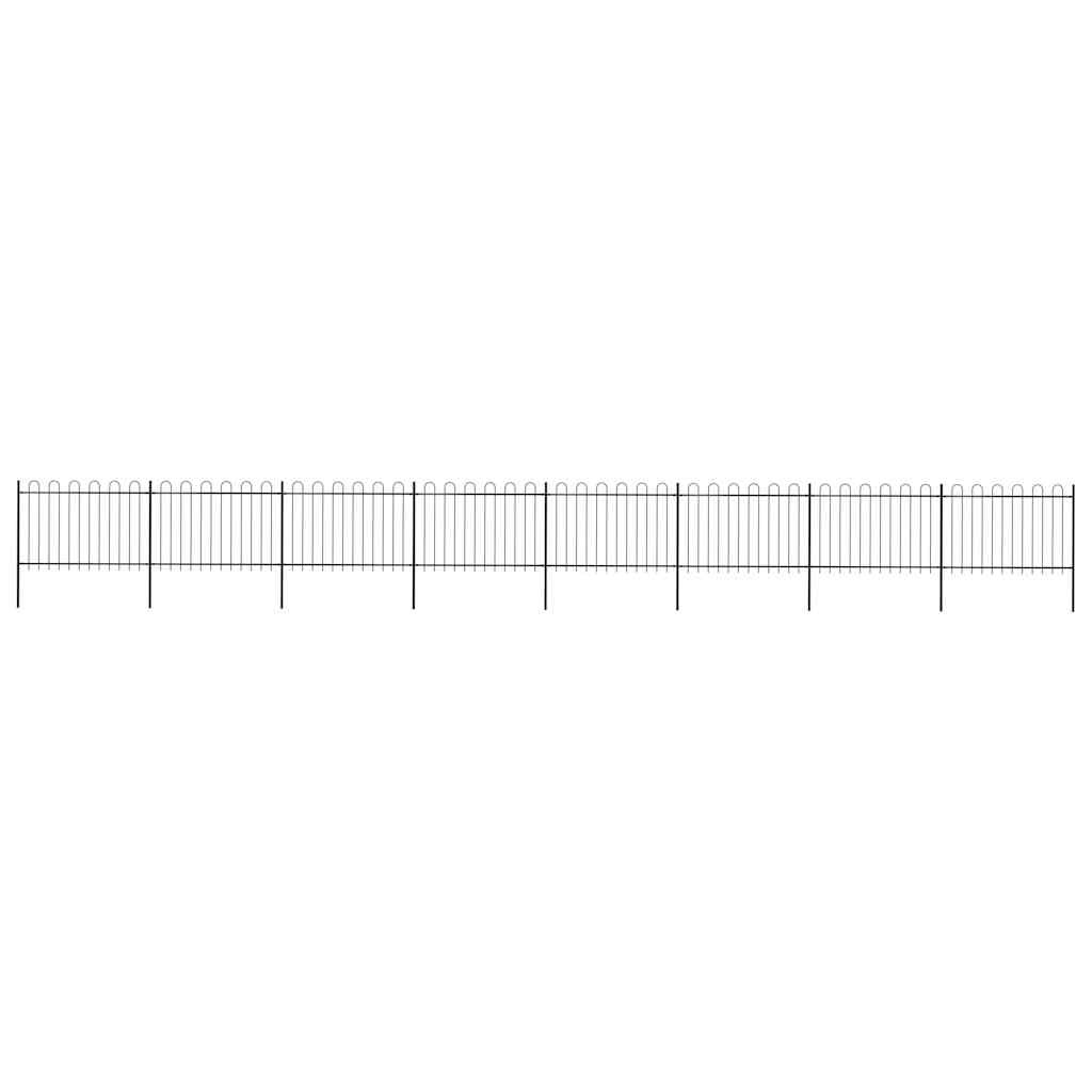 vidaXL Gartenzaun mit Bögen Stahl 1339 x 120 cm Schwarz