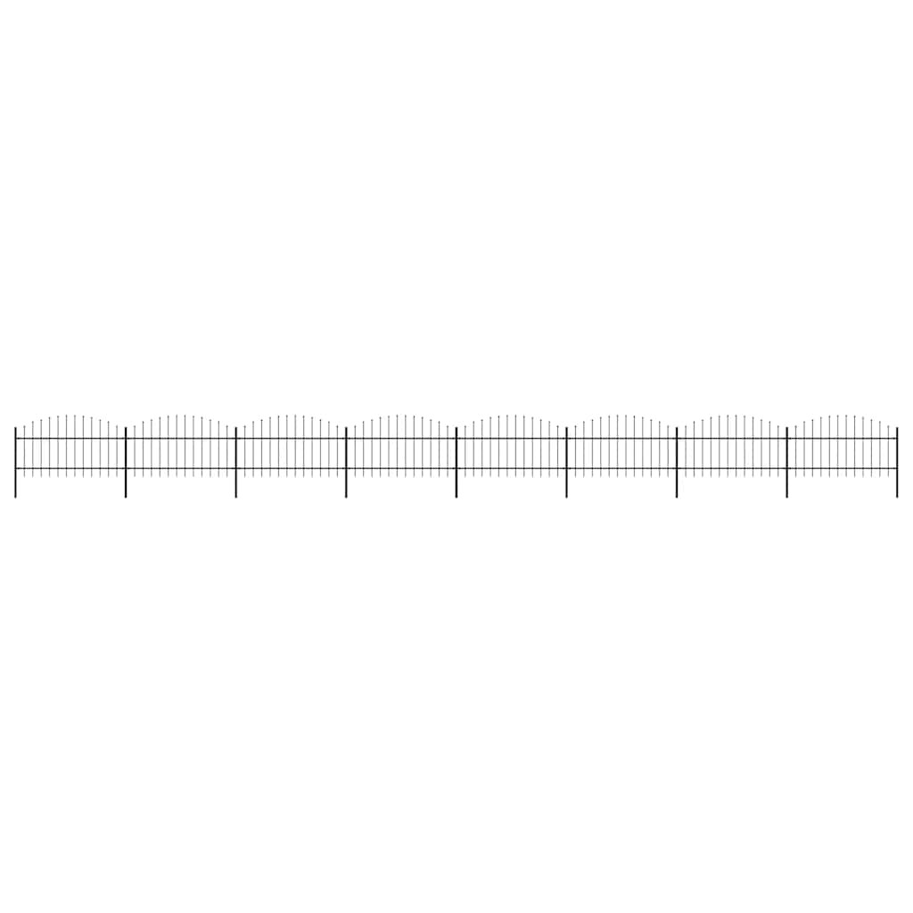 vidaXL Gartenzaun mit Speerspitzen Stahl (1 - 1,25) x 13,6 m Schwarz