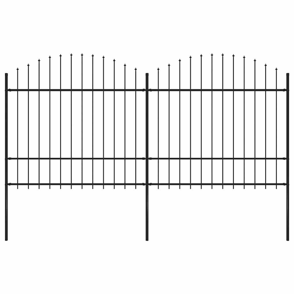 vidaXL Gartenzaun mit Speerspitze Stahl 337 x 175 cm Schwarz