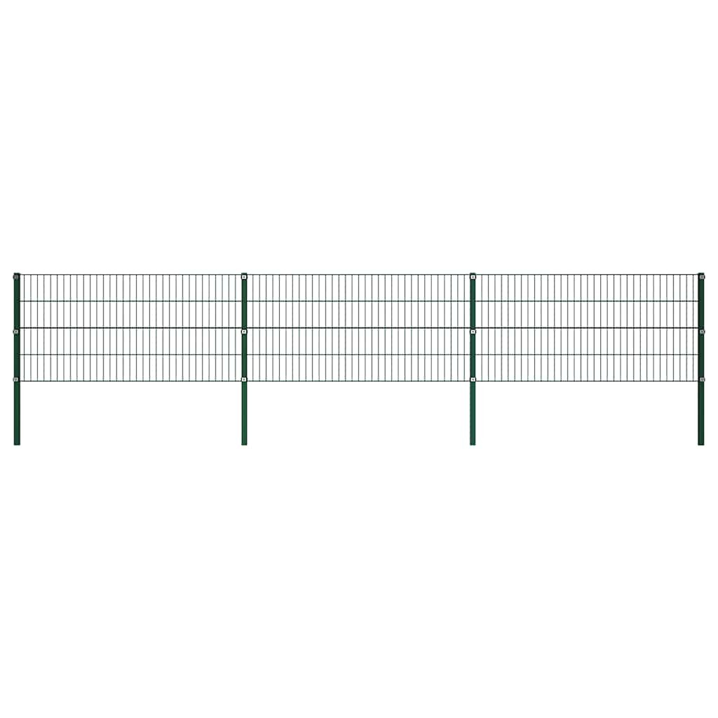 vidaXL Zaunelement mit Pfosten Eisen 522 x 80 cm Grün
