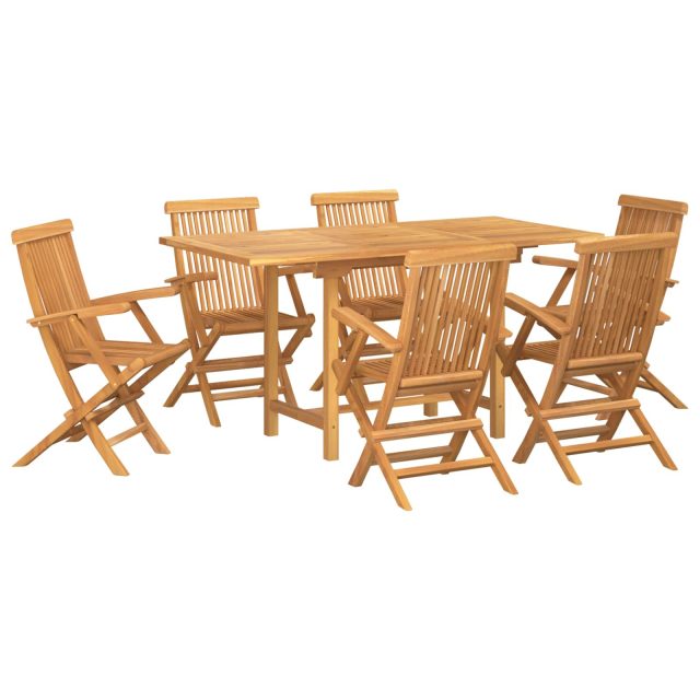 vidaXL Garten Essgruppe 7 pcs Braun Massivholz Teak
