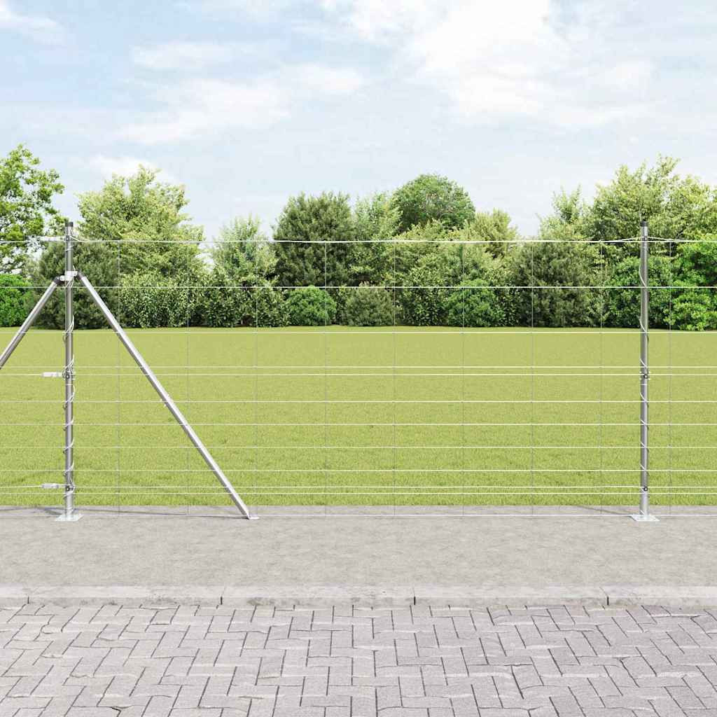 vidaXL Geschweißter Drahtzaun mit Betonfundament 25 x 1,2 m Silber