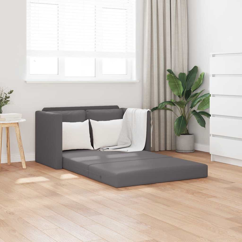vidaXL Bodensofa mit Schlaffunktion Grau 112x174x55 cm Kunstleder