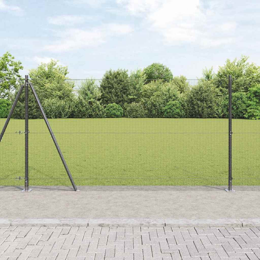 vidaXL Geschweißter Drahtzaun mit Betonsockel 10 x 1,2 m Grau Netz