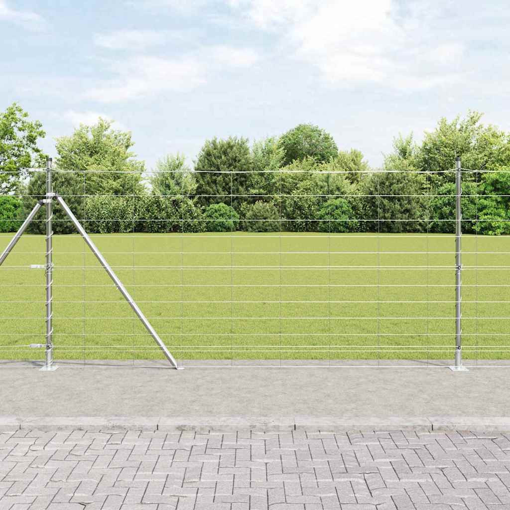 vidaXL Geschweißter Drahtzaun mit Betonfundament 25 x 1,2 m Silber