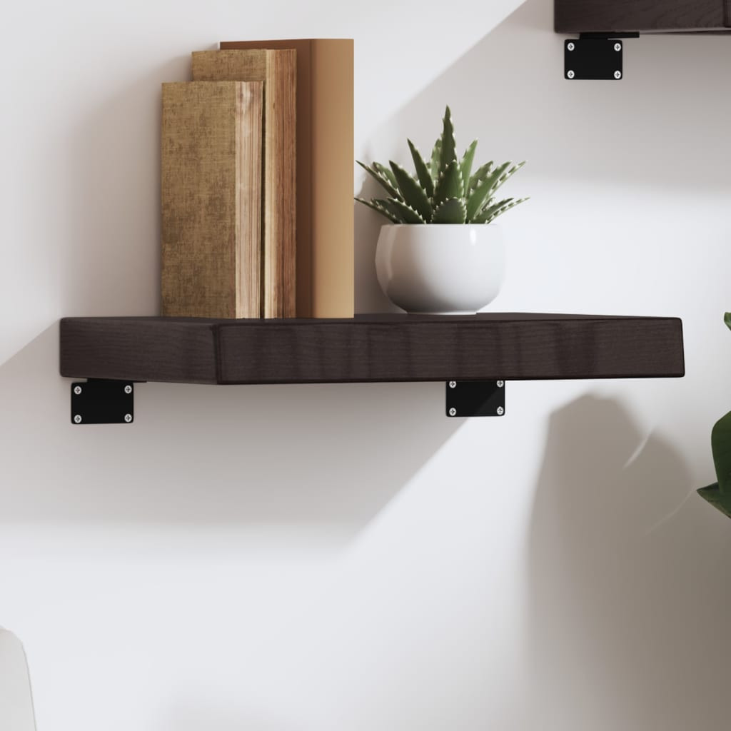 vidaXL Wandregal Dunkelbraun 40x30x(2-6) cm Massivholz Eiche Behandelt