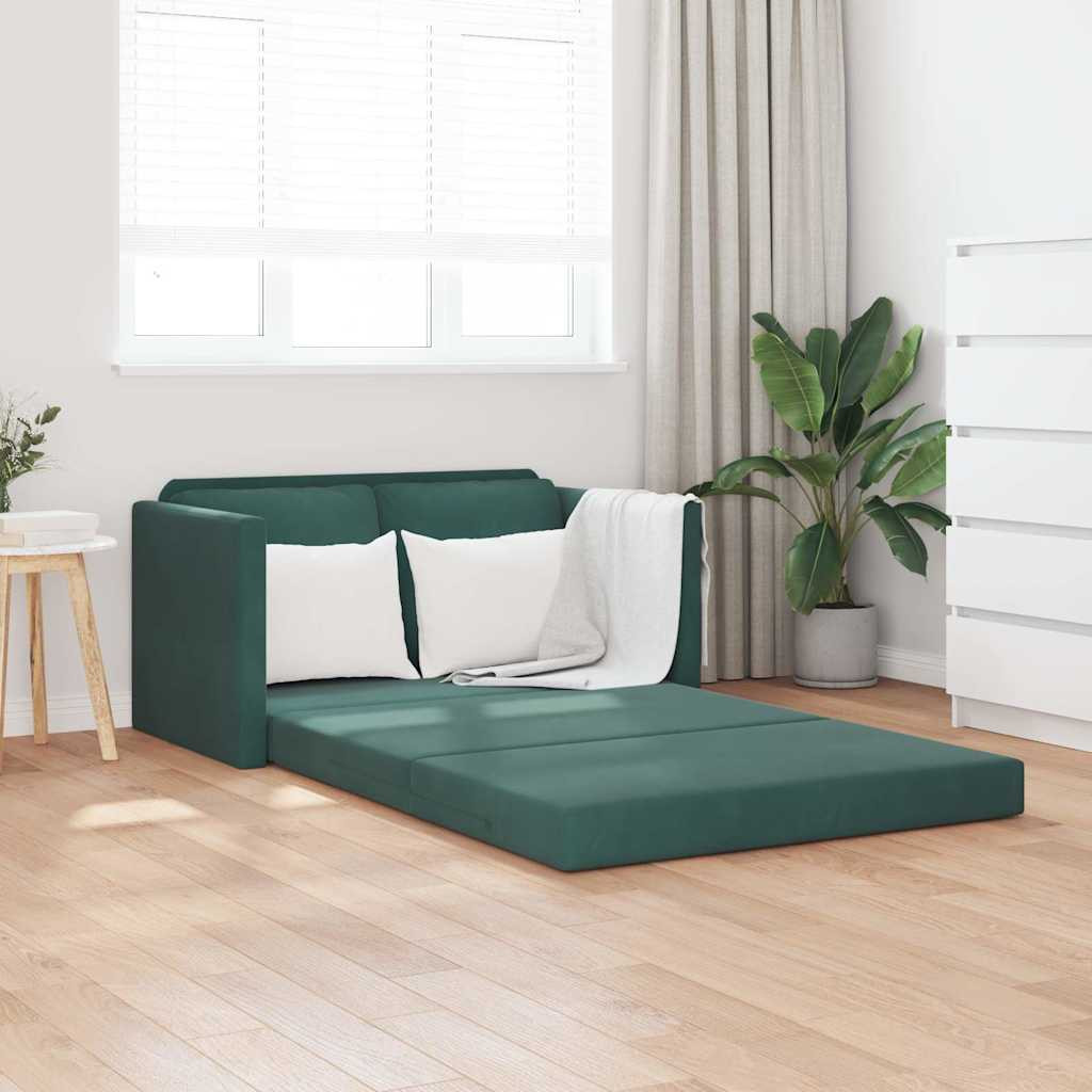 vidaXL Bodensofa mit Schlaffunktion Dunkelgrün 122x204x55 cm Samt