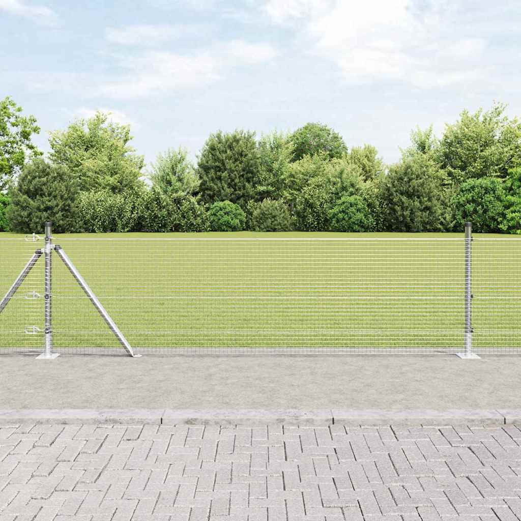 vidaXL Geschweißter Drahtzaun mit Betonsockel 10 x 0,5 m Silber Netz