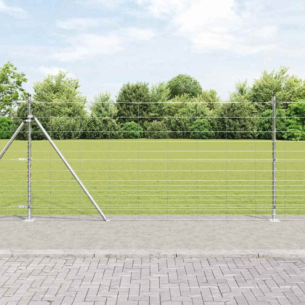 vidaXL Geschweißter Drahtzaun mit Betonfundament 25 x 1,2 m Silber