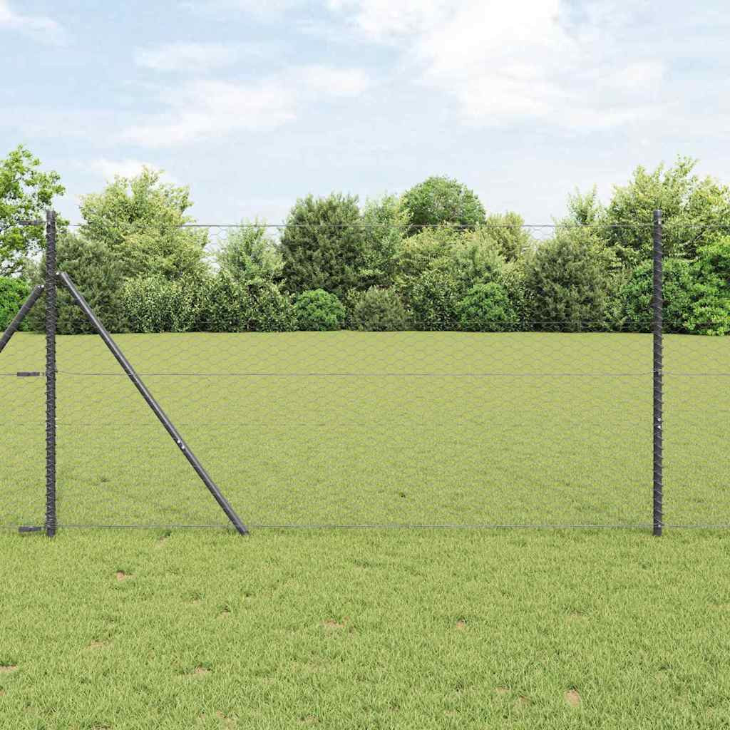vidaXL Bodenmontierter Sechseckzaun 10 x 1 m PVC-beschichteter Stahl