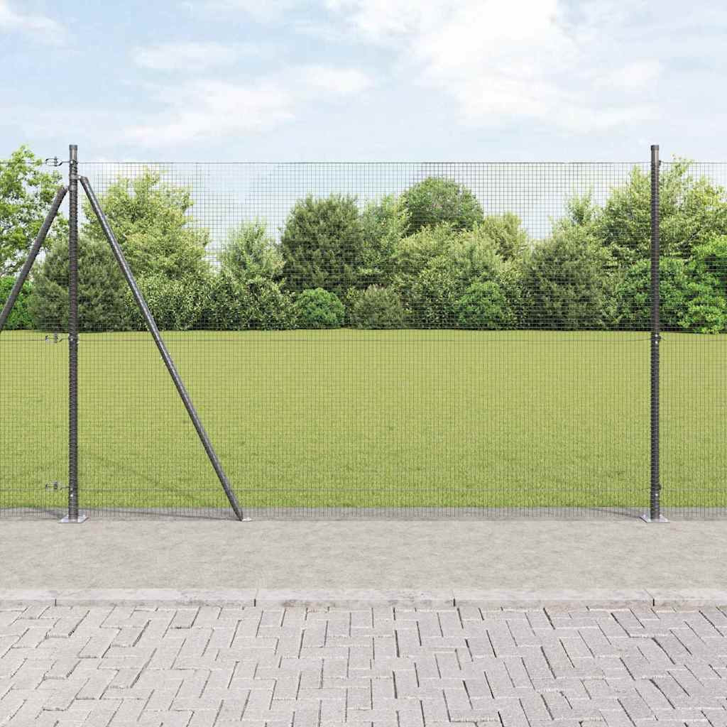 vidaXL Geschweißter Drahtzaun mit Betonsockel 10 x 1,4 m Grau Netz