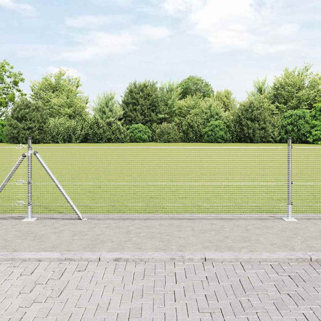 vidaXL Geschweißter Drahtzaun mit Betonsockel 10 x 0,6 m Silber Netz
