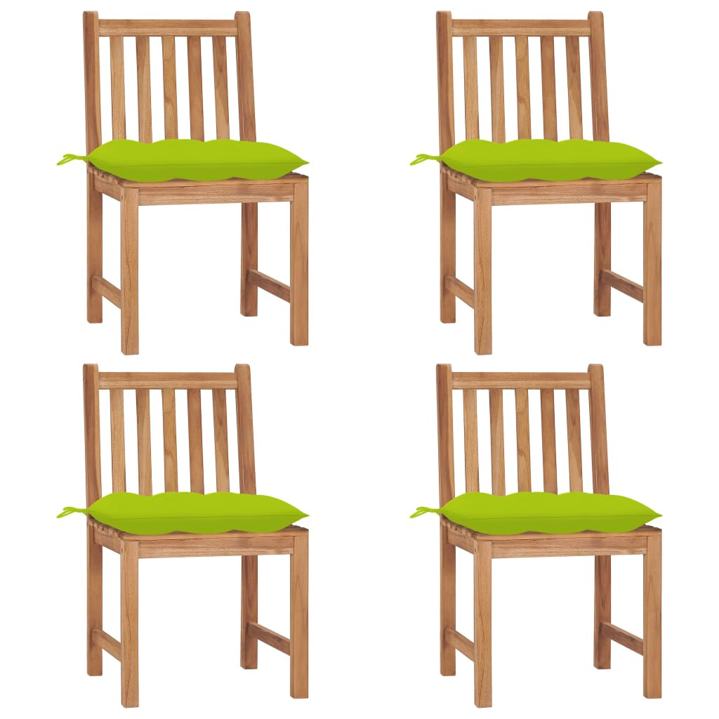 vidaXL Gartenstühle 4 Stk. mit Kissen Massivholz Teak