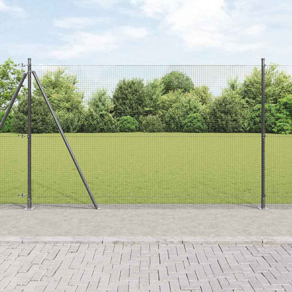 vidaXL Geschweißter Drahtzaun mit Betonsockel 10 x 1,4 m Grau Netz