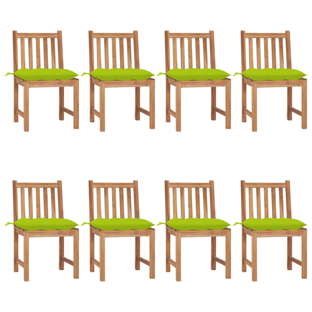vidaXL Gartenstühle 8 Stk. mit Kissen Massivholz Teak