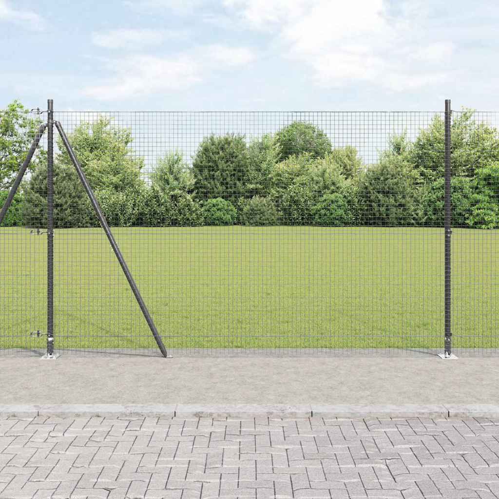 vidaXL Geschweißter Drahtzaun mit Betonsockel 10 x 1,4 m Grau Netz