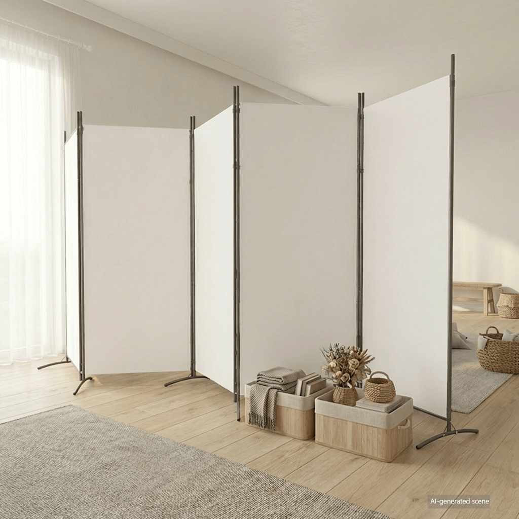 vidaXL 5-tlg. Paravent Weiß 433x180 cm Stoff