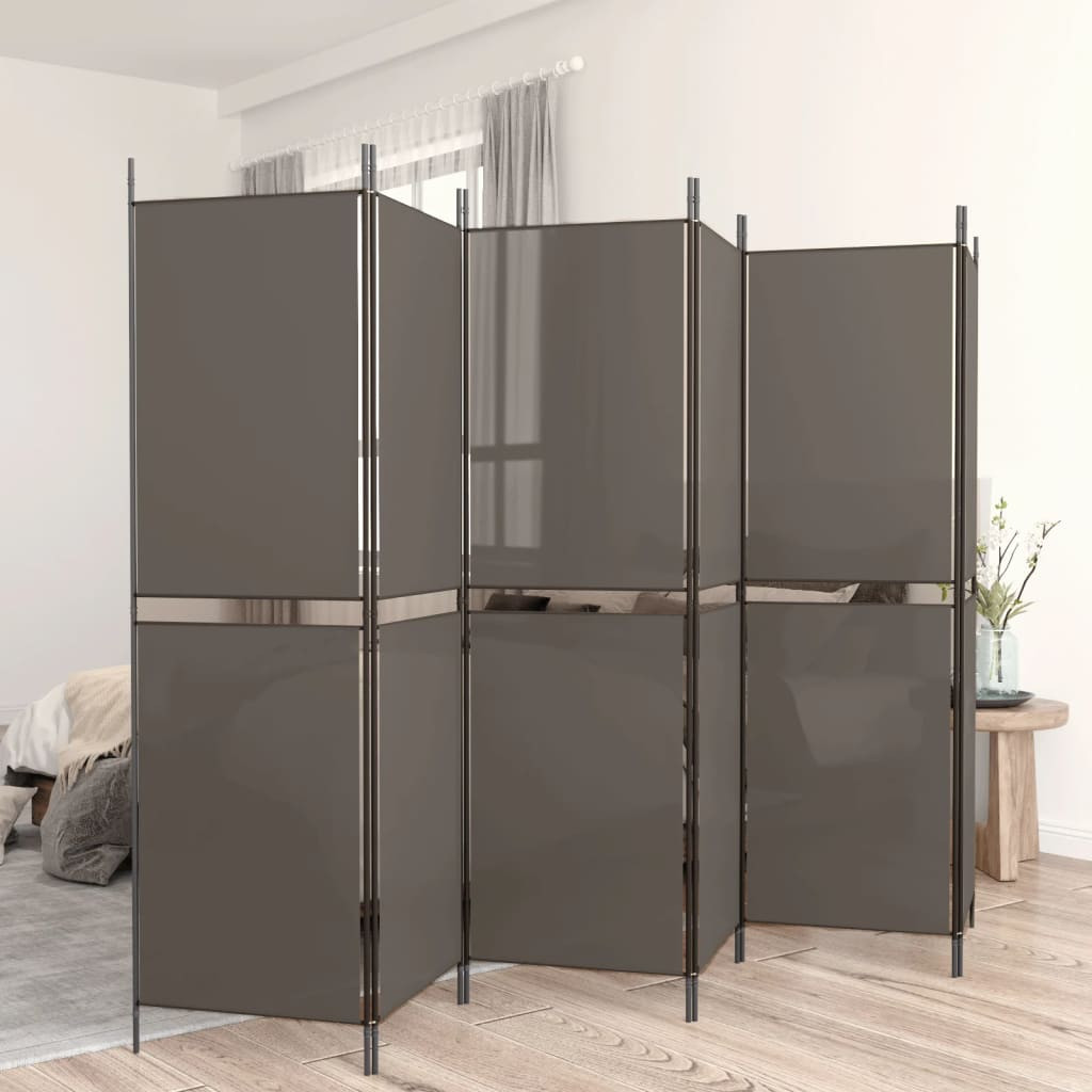 vidaXL 6-tlg. Paravent Anthrazit 300x180 cm Stoff