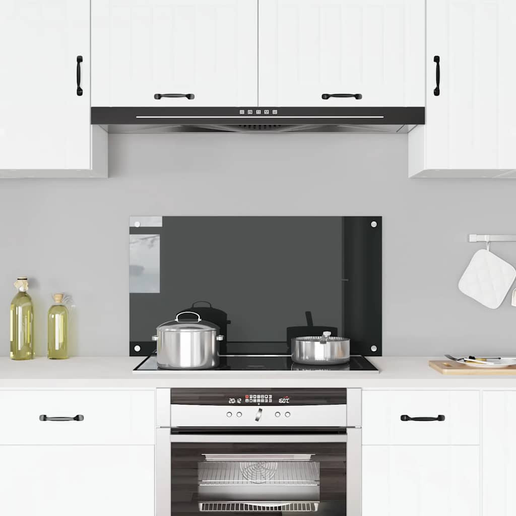 vidaXL Küchenrückwand Schwarz 90x50 cm Hartglas