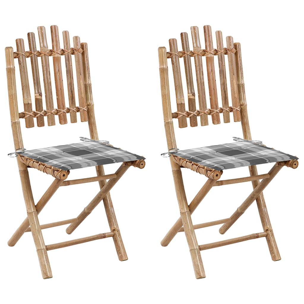 vidaXL Klappbare Gartenstühle 2 Stk. mit Kissen Bambus