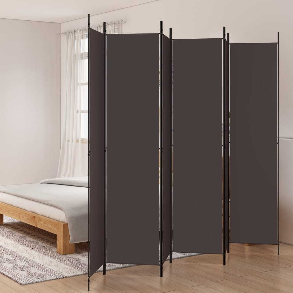 vidaXL 6-tlg. Paravent Braun 300x220 cm Stoff