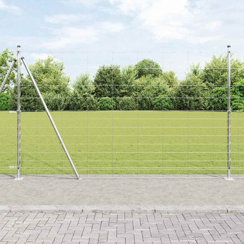 vidaXL Geschweißter Drahtzaun mit Betonfundament 25 x 1,5 m Silber