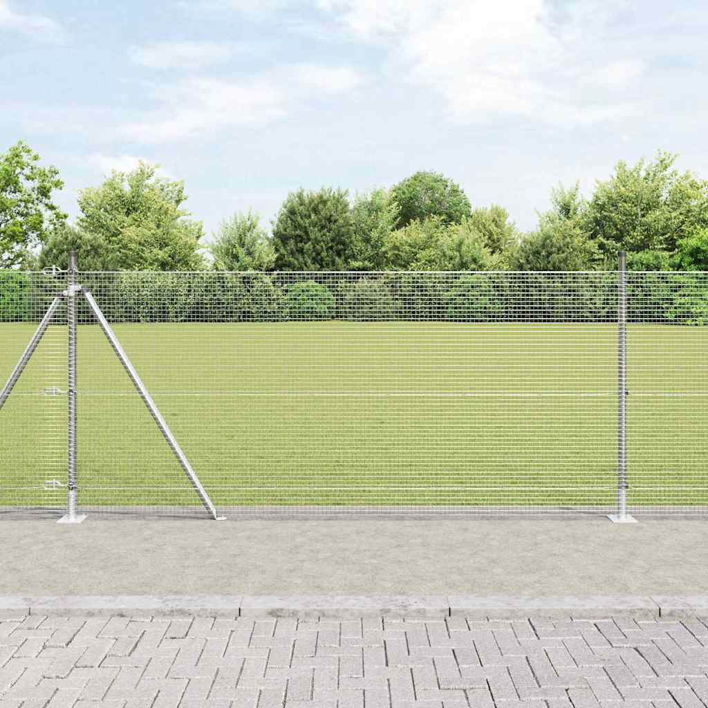 vidaXL Geschweißter Drahtzaun mit Betonsockel 10 x 0,8 m Silber Netz