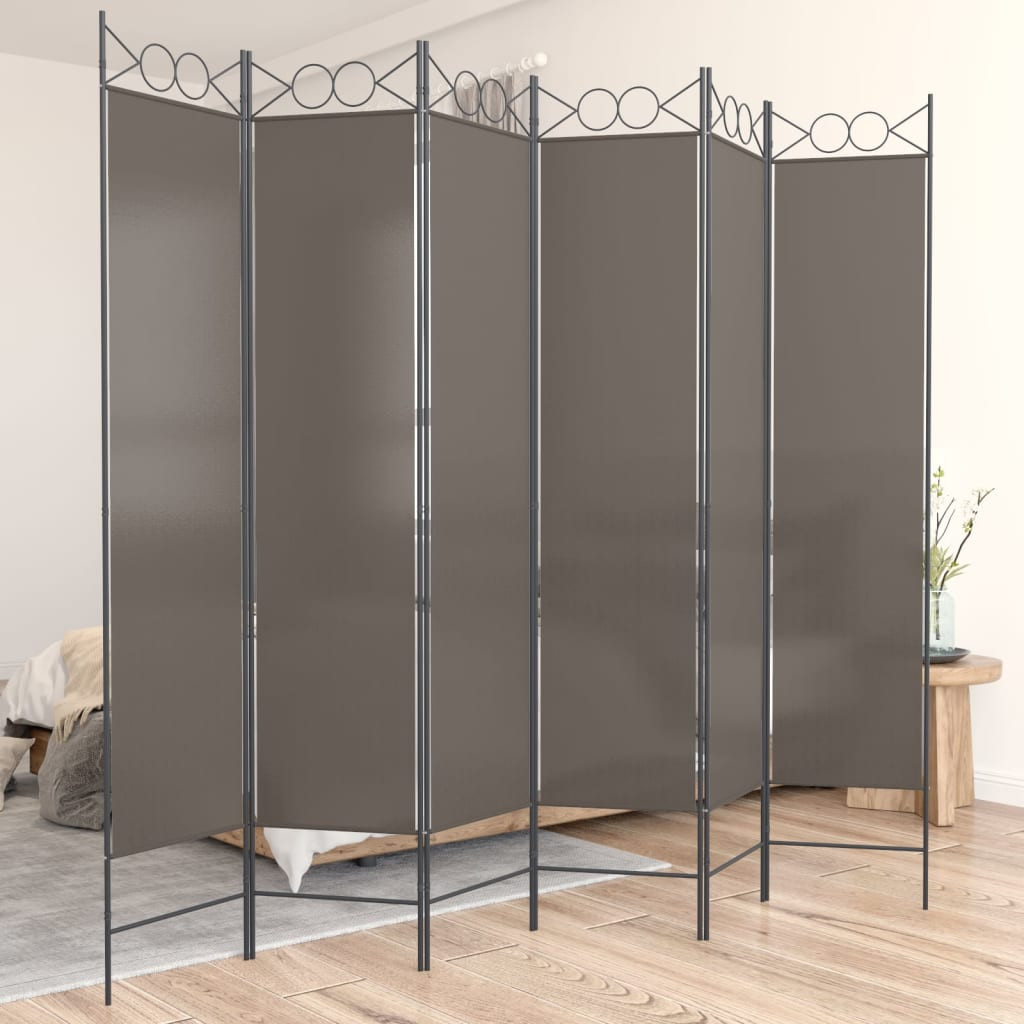 vidaXL 6-tlg. Paravent Anthrazit 240x220 cm Stoff