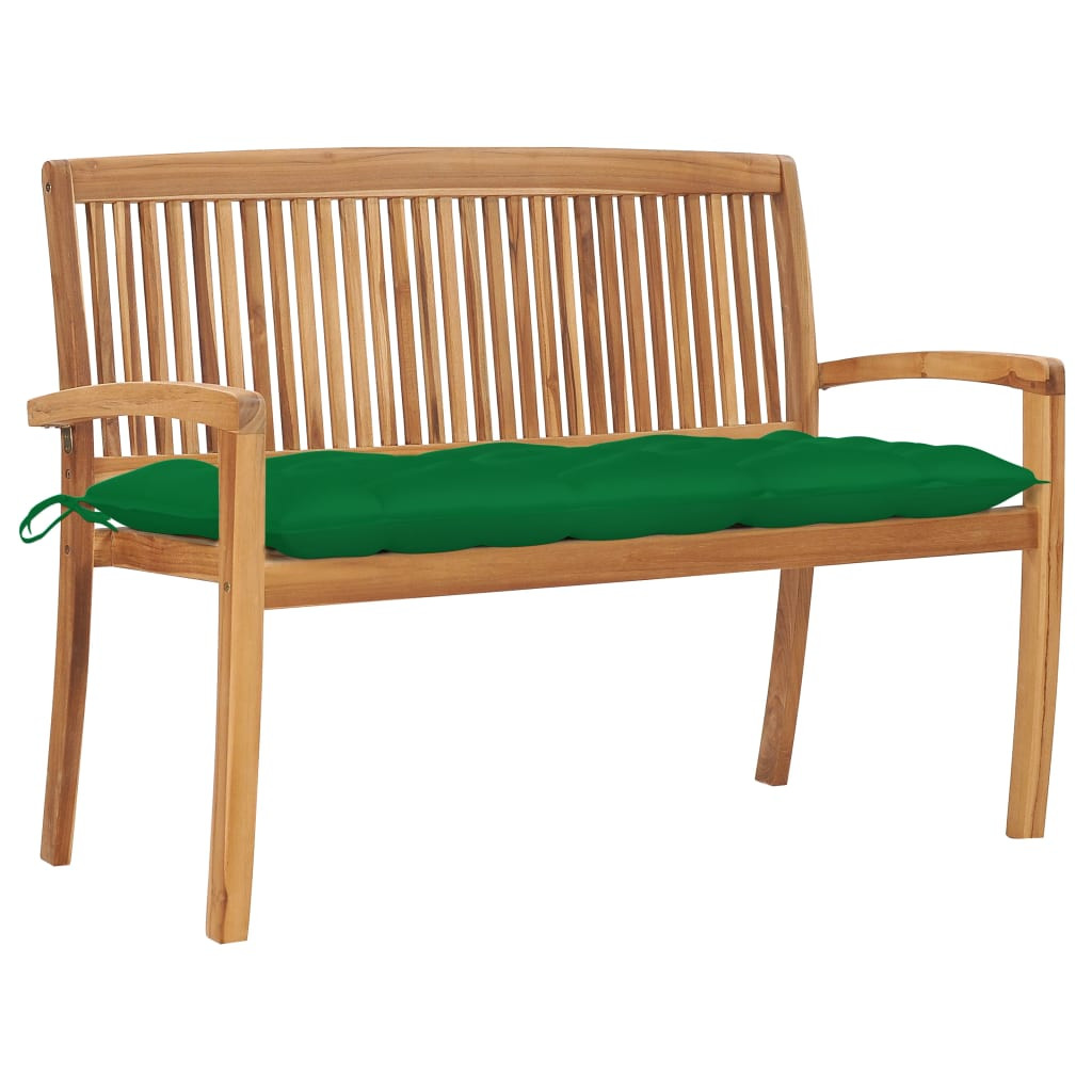 vidaXL Stapelbare Gartenbank mit Auflage 128,5 cm Massivholz Teak