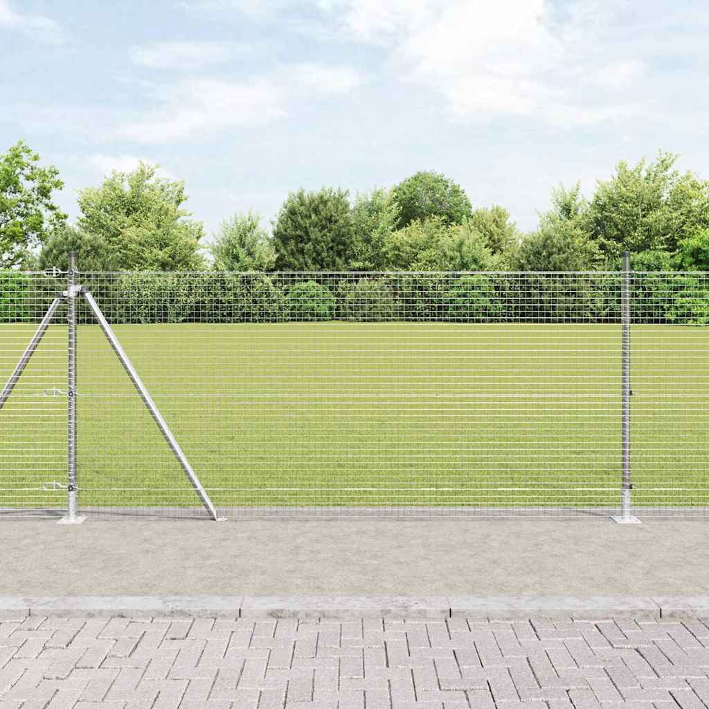 vidaXL Geschweißter Drahtzaun mit Betonsockel 10 x 0,8 m Silber Netz