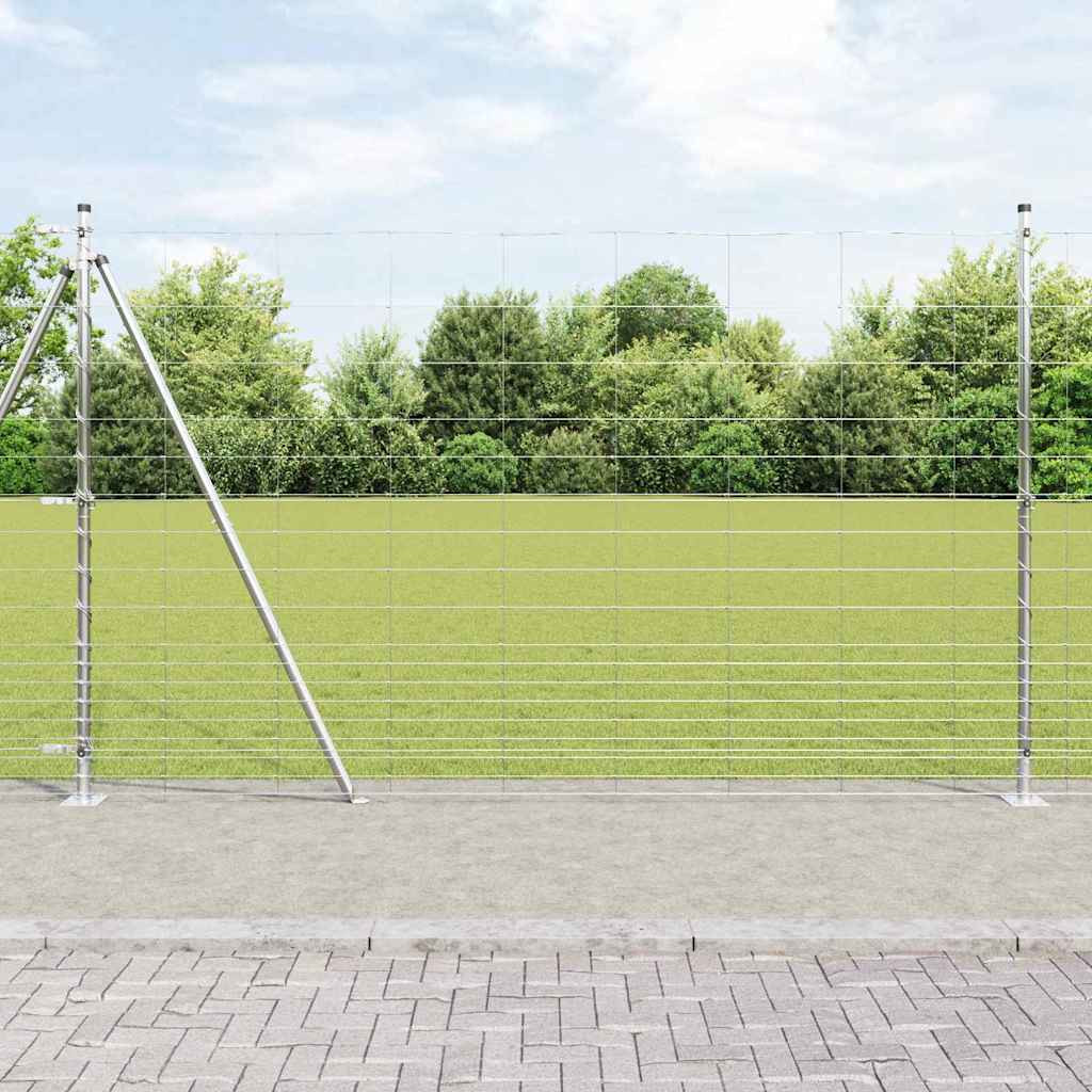 vidaXL Geschweißter Drahtzaun mit Betonfundament 25 x 1,5 m Silber