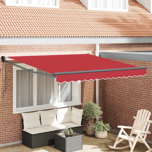 vidaXL Ausziehbare Markise Rot 350 x 250 cm Polyester und Metall