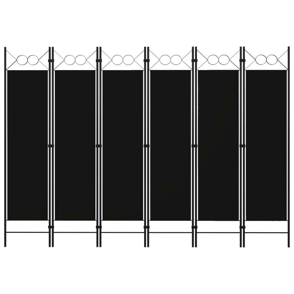 vidaXL 6-tlg. Raumteiler Schwarz 240 x 180 cm