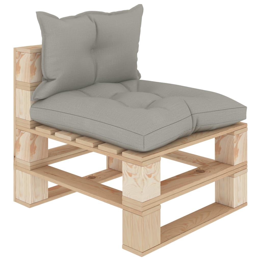 vidaXL Garten-Paletten-Mittelsofa mit Kissen in Taupe Holz