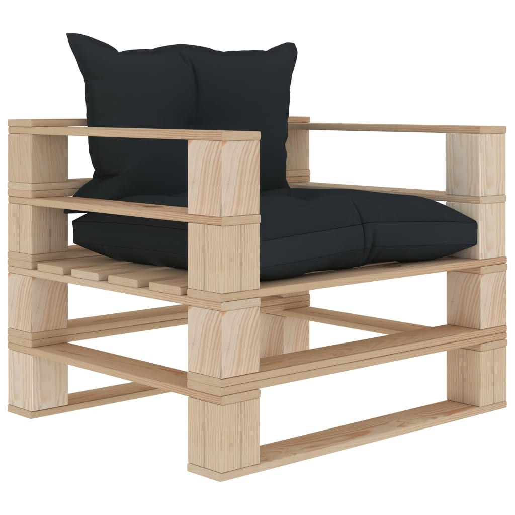 vidaXL Garten-Palettensofa mit Kissen in Anthrazit Holz